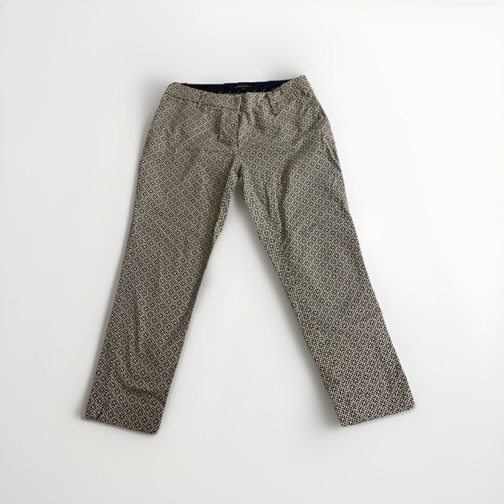 Nautica Women’s Geometric Patterned Chinos - Navy Blue and White